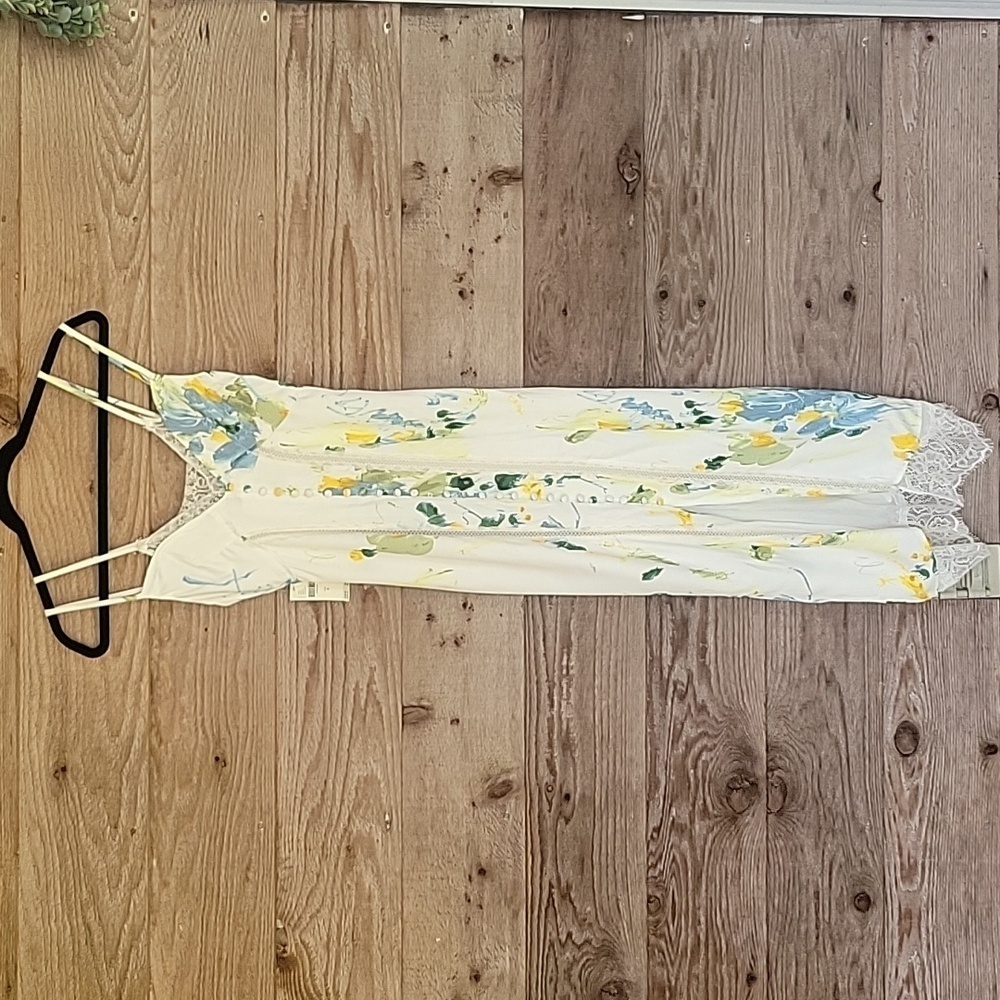 Anthropologie Size 0 Ivory Watercolor Floral Printed Midi Dress NWT